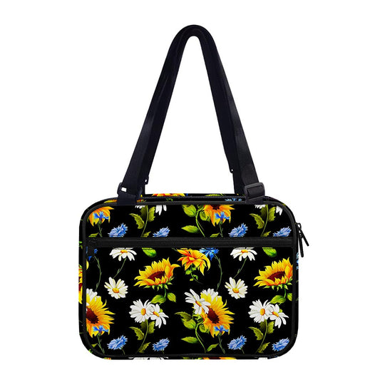 Sunflower Chamomile Pattern Print Double Strap Bible Bag