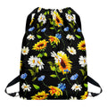 Sunflower Chamomile Pattern Print Drawstring Backpack