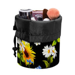 Sunflower Chamomile Pattern Print Drawstring Makeup Bag