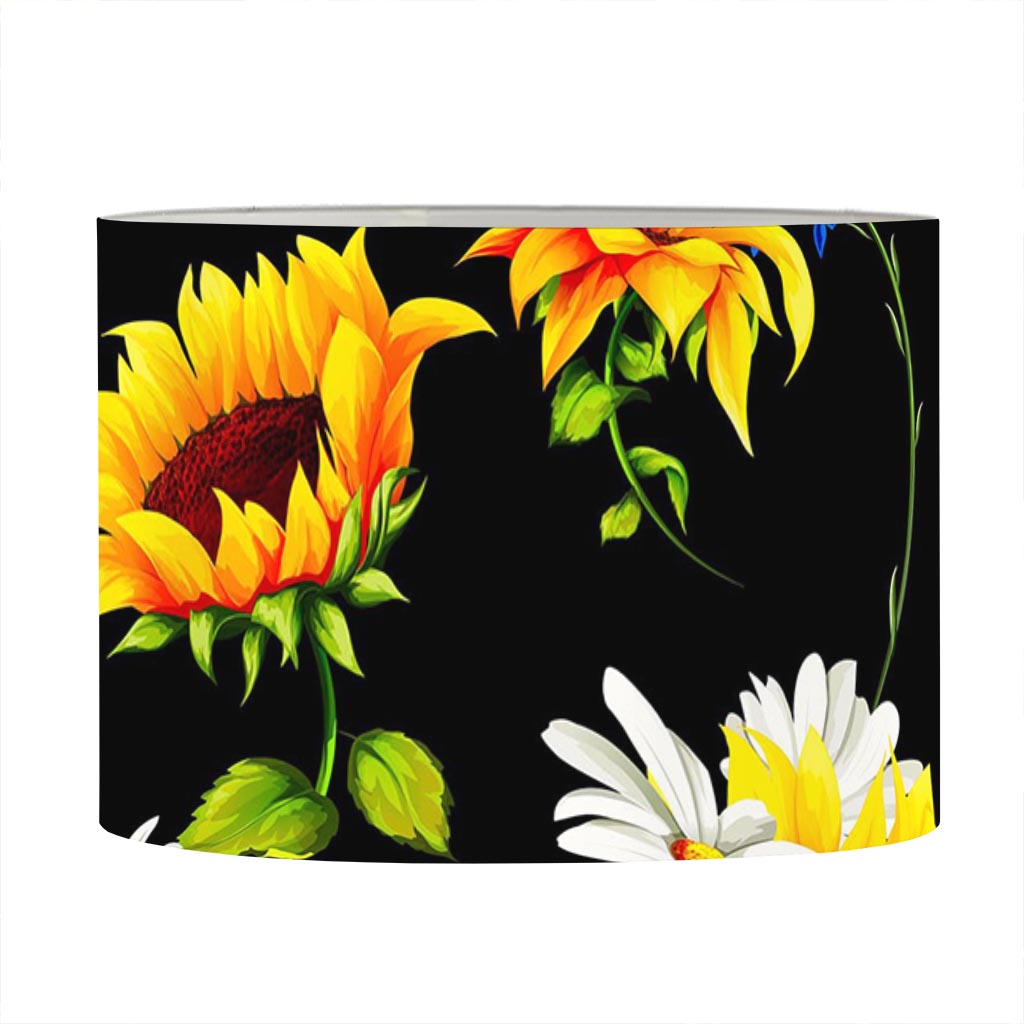 Sunflower Chamomile Pattern Print Drum Lamp Shade