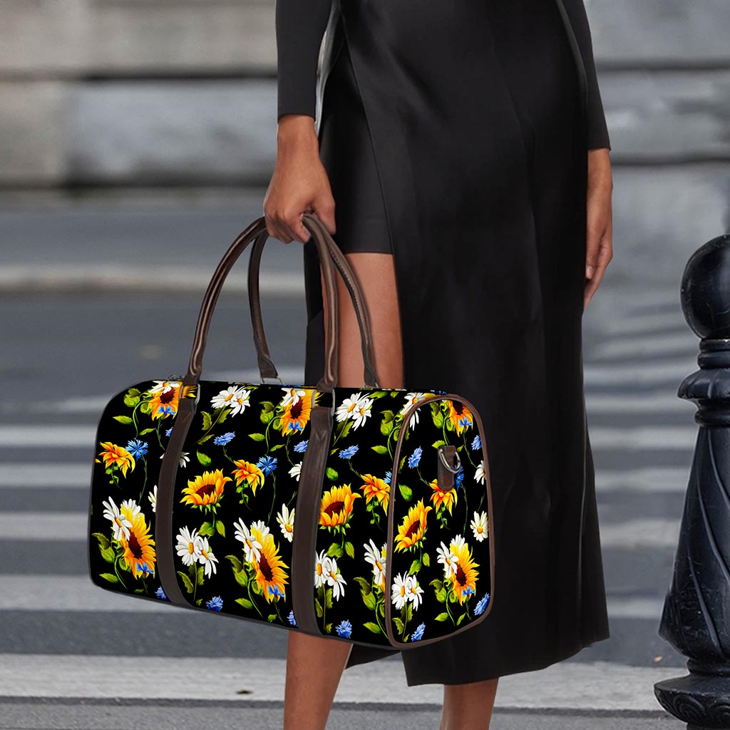 Sunflower Chamomile Pattern Print Duffle Bag