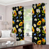 Sunflower Chamomile Pattern Print Extra Wide Grommet Curtains