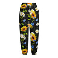 Sunflower Chamomile Pattern Print Fleece Lined Knit Pants