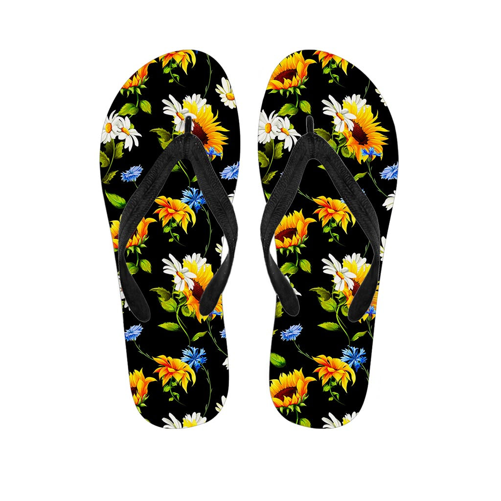 Sunflower Chamomile Pattern Print Flip Flops