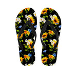 Sunflower Chamomile Pattern Print Flip Flops