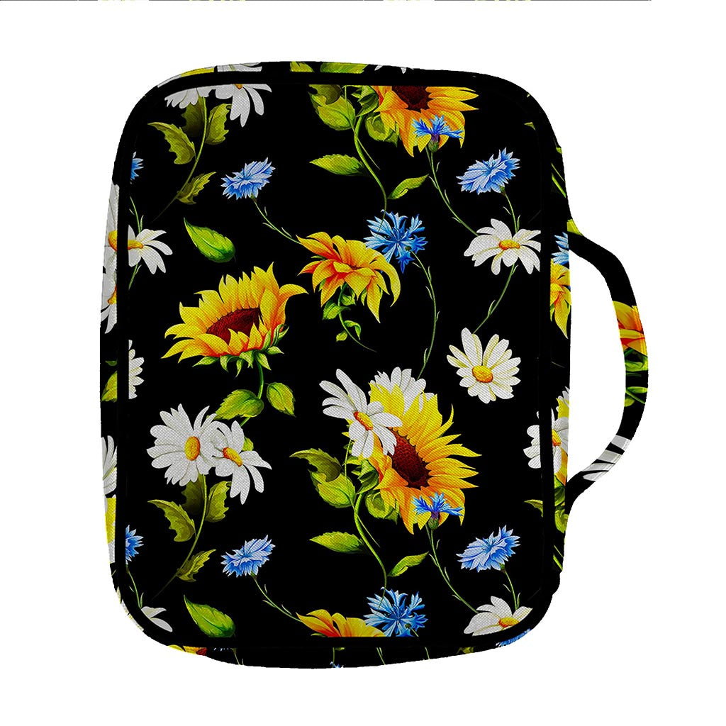 Sunflower Chamomile Pattern Print Front Pocket Bible Bag