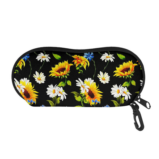 Sunflower Chamomile Pattern Print Glasses Case