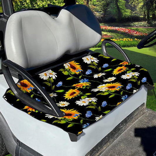 Sunflower Chamomile Pattern Print Golf Cart Seat Cover