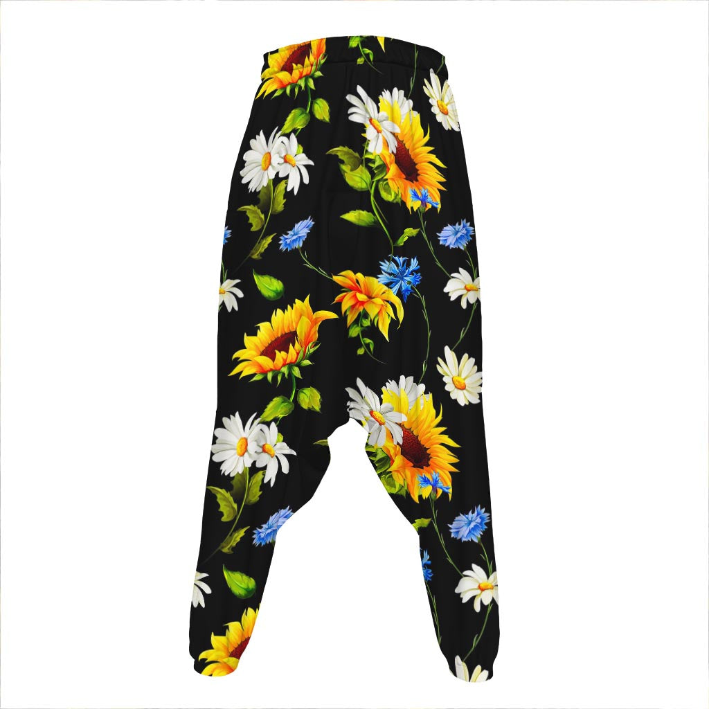 Sunflower Chamomile Pattern Print Hammer Pants