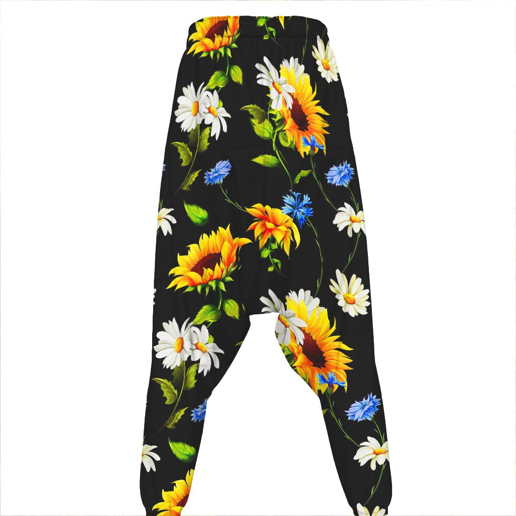 Sunflower Chamomile Pattern Print Hammer Pants