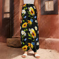 Sunflower Chamomile Pattern Print Harem Pants