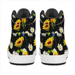 Sunflower Chamomile Pattern Print High Top Leather Sneakers