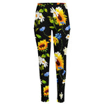 Sunflower Chamomile Pattern Print High-Waisted Pocket Leggings