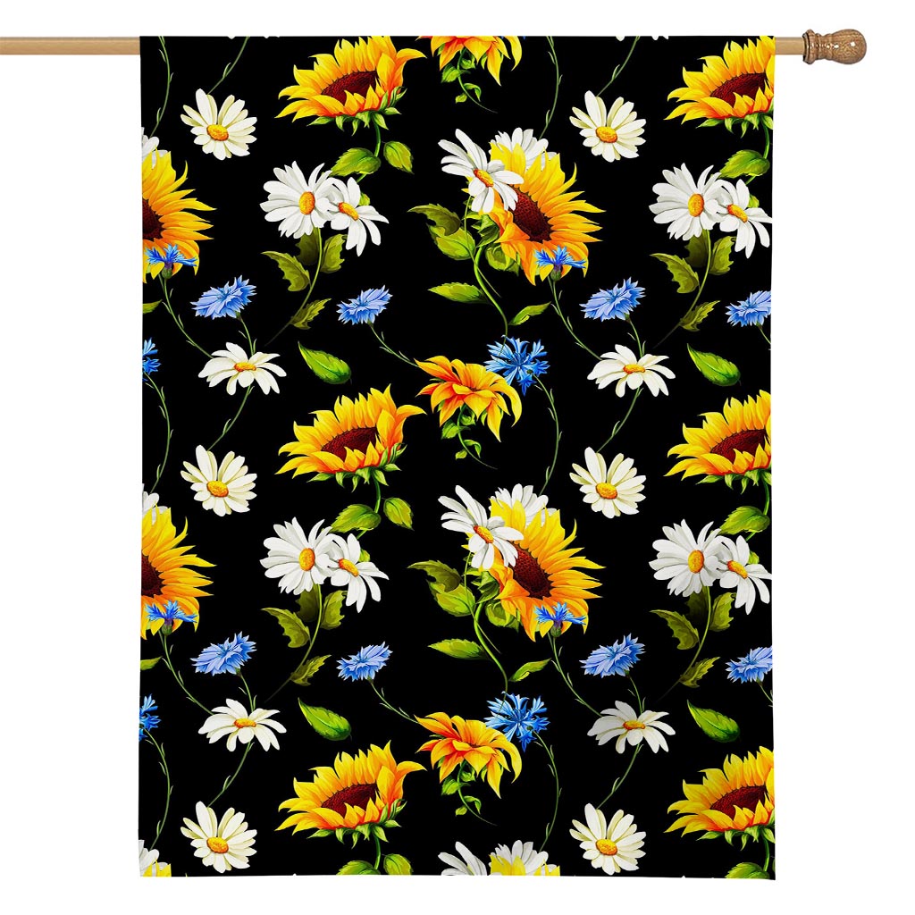 Sunflower Chamomile Pattern Print House Flag
