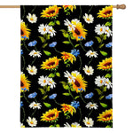 Sunflower Chamomile Pattern Print House Flag