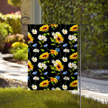 Sunflower Chamomile Pattern Print House Flag