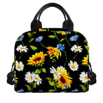 Sunflower Chamomile Pattern Print Insulated Lunch Bag
