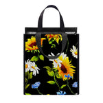 Sunflower Chamomile Pattern Print Insulated Lunch Tote