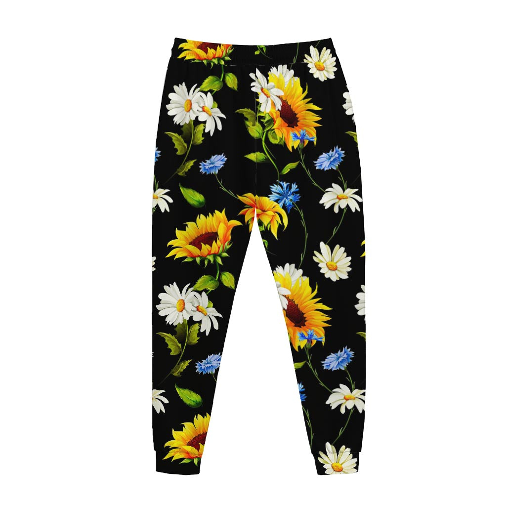 Sunflower Chamomile Pattern Print Jogger Pants