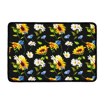 Sunflower Chamomile Pattern Print Kitchen Mat