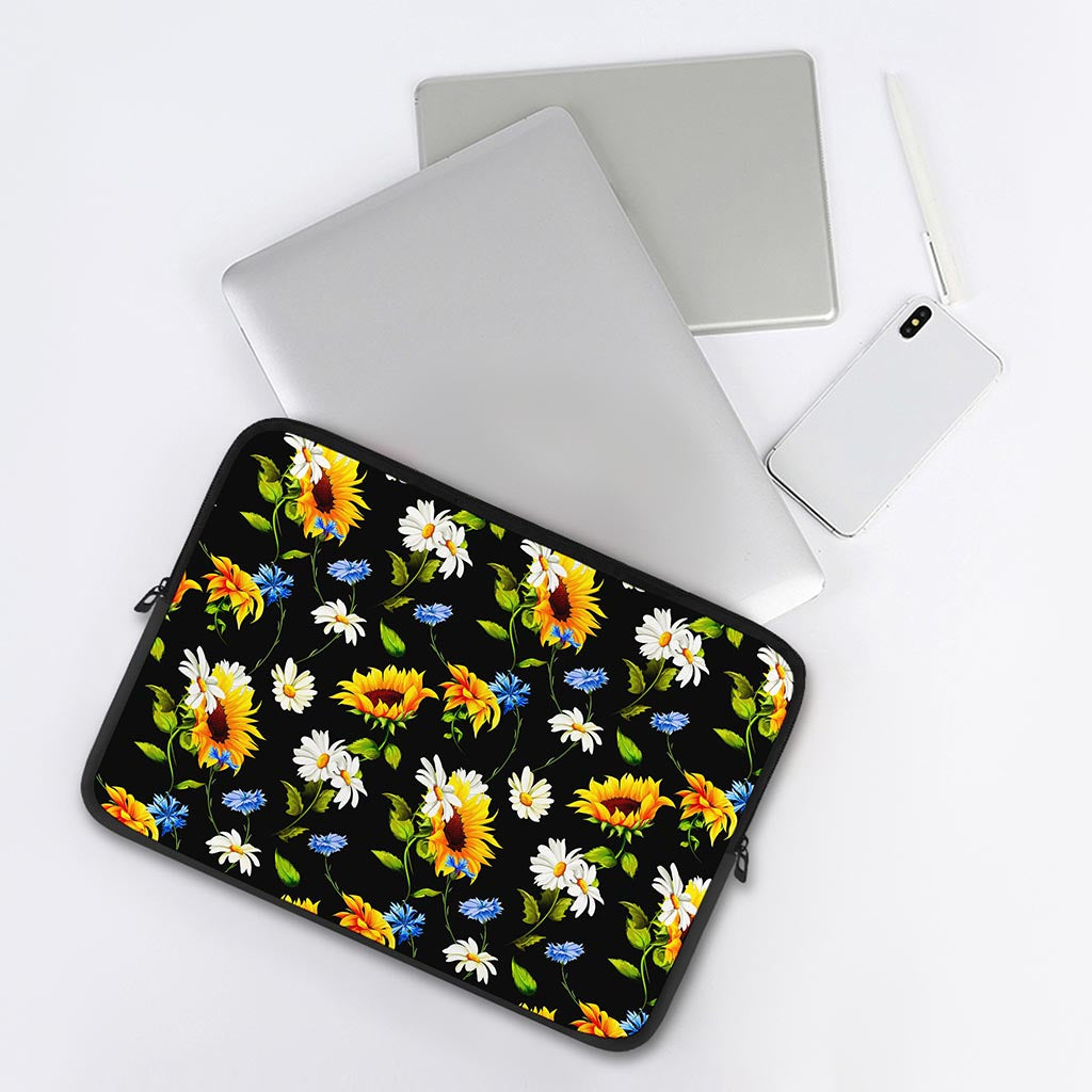 Sunflower Chamomile Pattern Print Laptop Sleeve
