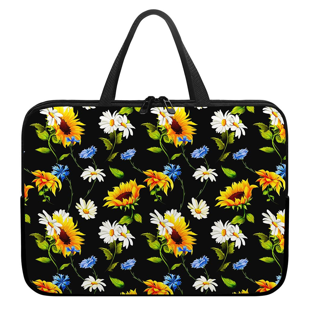 Sunflower Chamomile Pattern Print Laptop Sleeve With Handle
