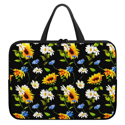 Sunflower Chamomile Pattern Print Laptop Sleeve With Handle