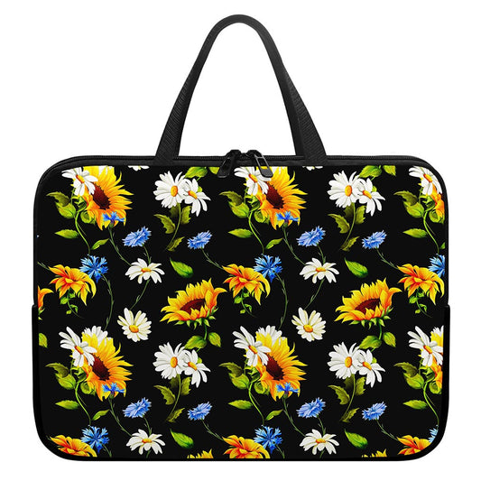 Sunflower Chamomile Pattern Print Laptop Sleeve With Handle