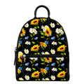 Sunflower Chamomile Pattern Print Leather Backpack