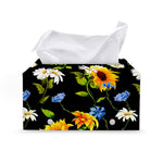 Sunflower Chamomile Pattern Print Leather Tissue Box Cover
