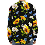 Sunflower Chamomile Pattern Print Long Sleeve Baseball Jersey