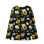 Sunflower Chamomile Pattern Print Long Sleeve Short Coat