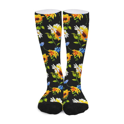 Sunflower Chamomile Pattern Print Long Socks
