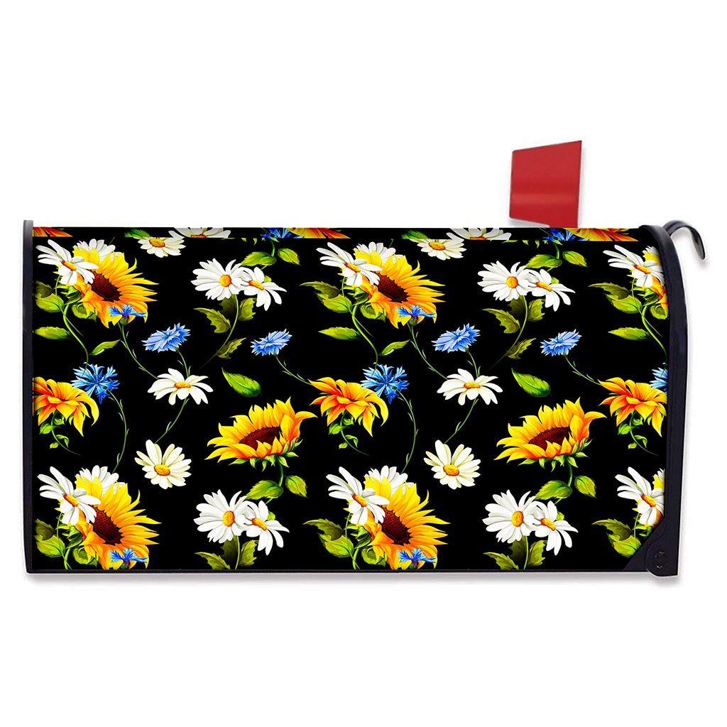 Sunflower Chamomile Pattern Print Mailbox Cover