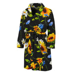 Sunflower Chamomile Pattern Print Men's Bathrobe