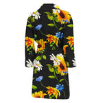 Sunflower Chamomile Pattern Print Men's Bathrobe