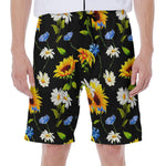 Sunflower Chamomile Pattern Print Men's Beach Shorts