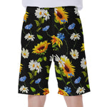 Sunflower Chamomile Pattern Print Men's Beach Shorts
