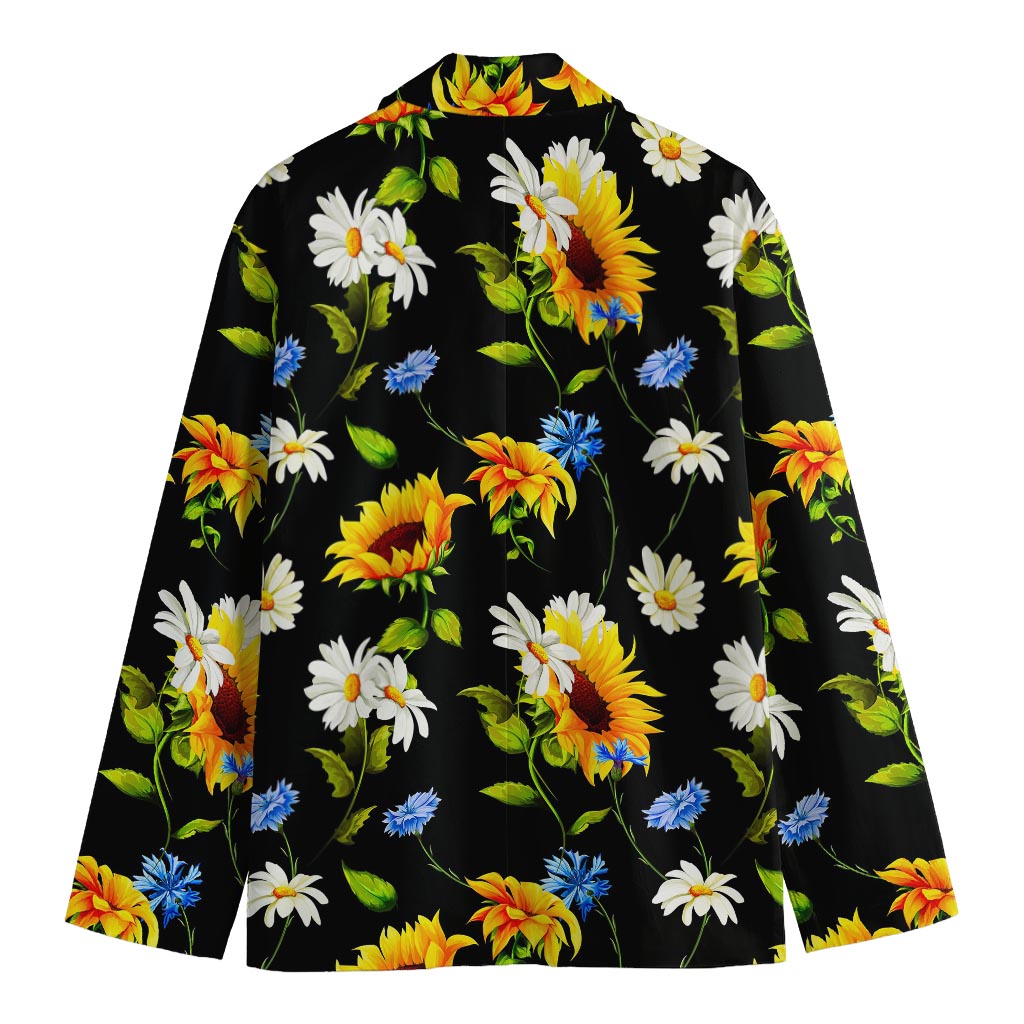 Sunflower Chamomile Pattern Print Men's Blazer