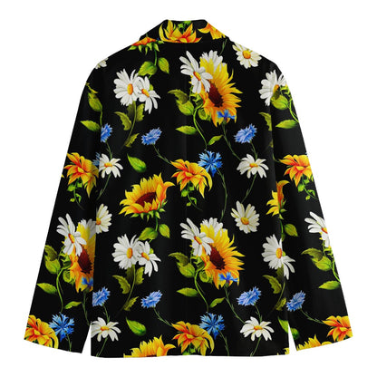 Sunflower Chamomile Pattern Print Men's Blazer