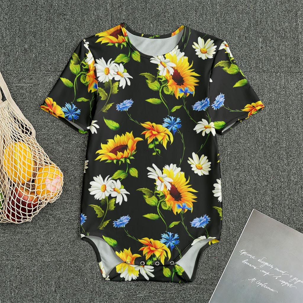 Sunflower Chamomile Pattern Print Men's Bodysuit
