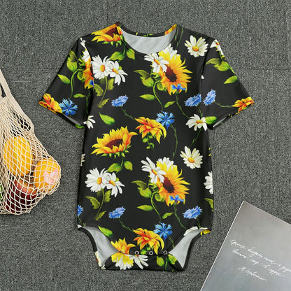 Sunflower Chamomile Pattern Print Men's Bodysuit