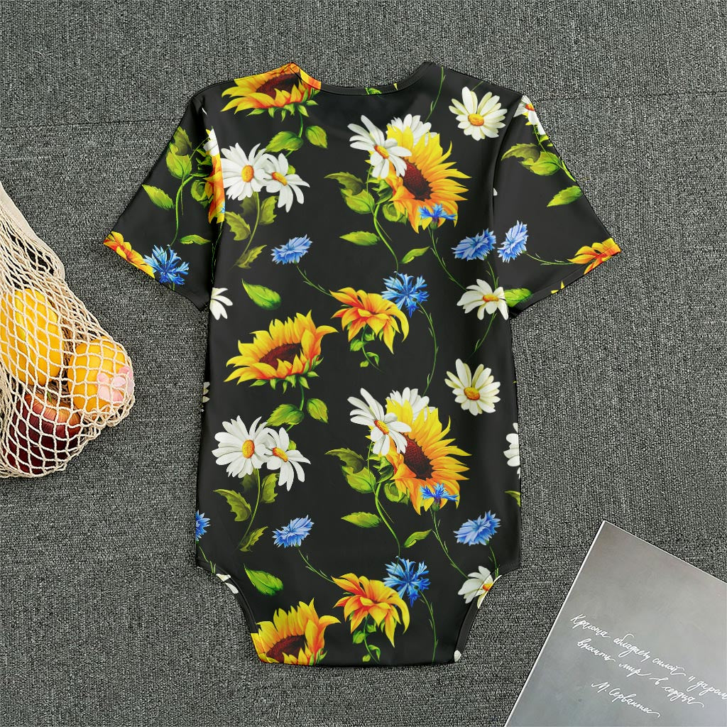 Sunflower Chamomile Pattern Print Men's Bodysuit
