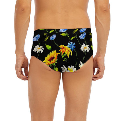 Sunflower Chamomile Pattern Print Men's Briefs