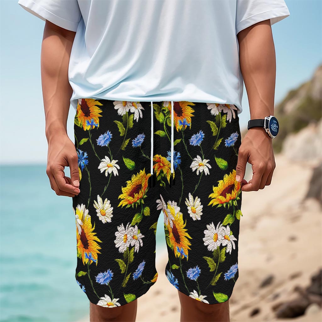 Sunflower Chamomile Pattern Print Men's Cargo Shorts