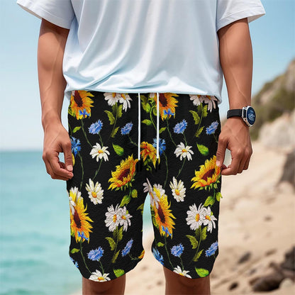 Sunflower Chamomile Pattern Print Men's Cargo Shorts