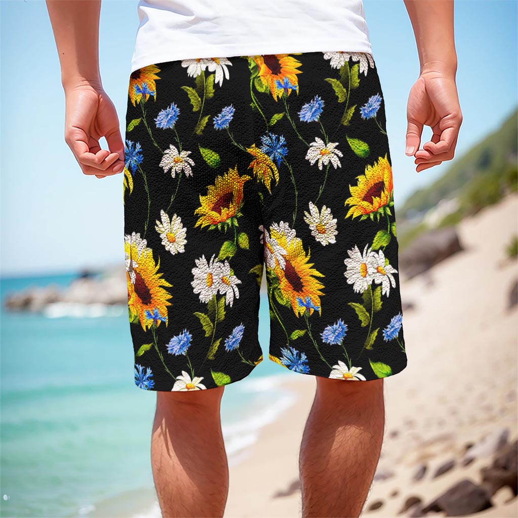 Sunflower Chamomile Pattern Print Men's Cargo Shorts