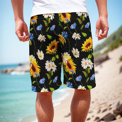 Sunflower Chamomile Pattern Print Men's Cargo Shorts