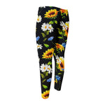 Sunflower Chamomile Pattern Print Men's Compression Pants