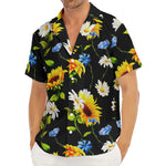 Sunflower Chamomile Pattern Print Men's Deep V-Neck Shirt